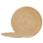AZTEC STONEWARE BROWN CERAMIC WHITE FLAT PLATE EMBOSSED 27.3X1.5CM ESPIEL