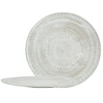 AZTEC STONEWARE WHITE FLAT PLATE EMBOSSED 30.8X2CM ESPIEL