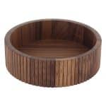 BY ORDER - KORB WOOD BASKET ROUND WALNUT 16X4.5CM PLAYGROUND