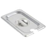 GASTRONORM FOOD PAN STANDARD ST/STEEL 1/9 LID WITH NOTCHED EDGE FOR LADLE TABLETOP