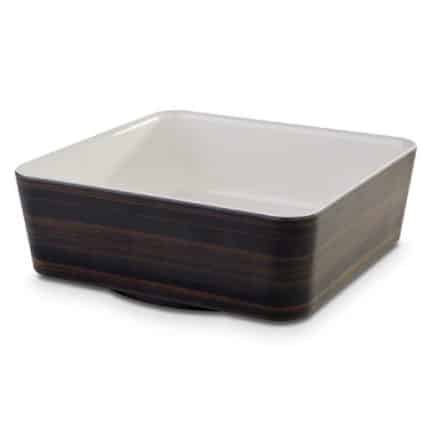 MELAMINE BOWL SQUARE OAK DECOR 24X24X9CM PADERNO ITALY - BY ORDER