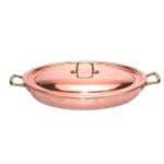 BY ORDER COPPER HAMMERED TIN PAN OVAL TWO HANDLES WITH LID 31X22X6CM 9202C ITALY