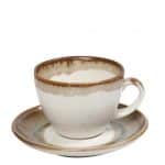 ESSENTIALS REACTIVE BEIGE CAPPUCCINO CUP AND SAUCER 35CL STONEWARE ESPIEL