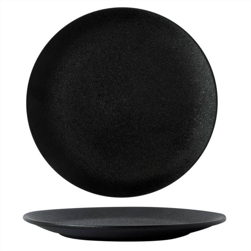 CRO-GTS-66-4025.jpg VOLCANIC FLAT PLATE 25CM BLACK PORCELAINE TABLETOP - Image 1