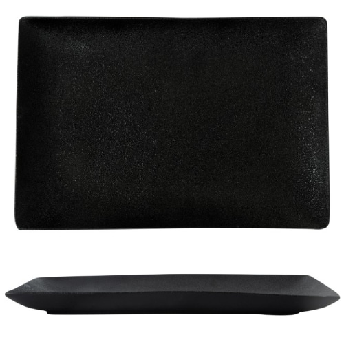 CRO-GTS-66-4336.jpg VOLCANIC RECTANGULAR PLATTER 36X24CM BLACK PORCELAINE TABLETOP - Image 1