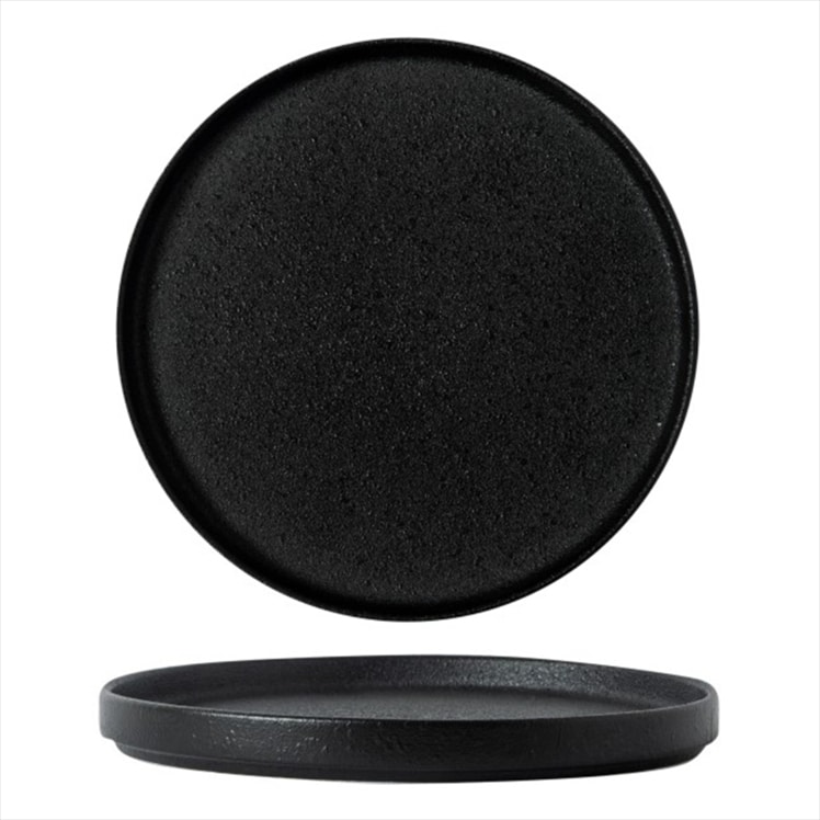CRO-GTS-66-4627.jpg VOLCANIC STEP PLATE 27CM BLACK PORCELAINE TABLETOP - Image 1