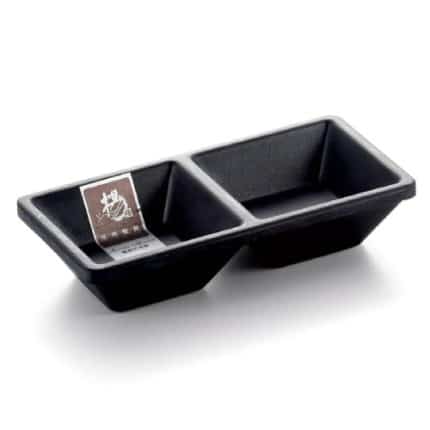 MELAMINE DOUBLE MINI SQUARE SAUCE DIP 13X6.5X2.6CM BLACK 08505350 TABLETOP