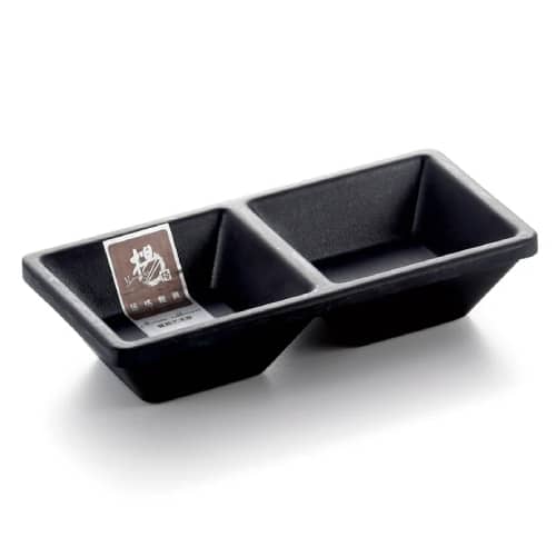 CRO-JAM-JM063.jpg MELAMINE DOUBLE MINI SQUARE SAUCE DIP 13X6.5X2.6CM BLACK 08505350 TABLETOP - Image 1
