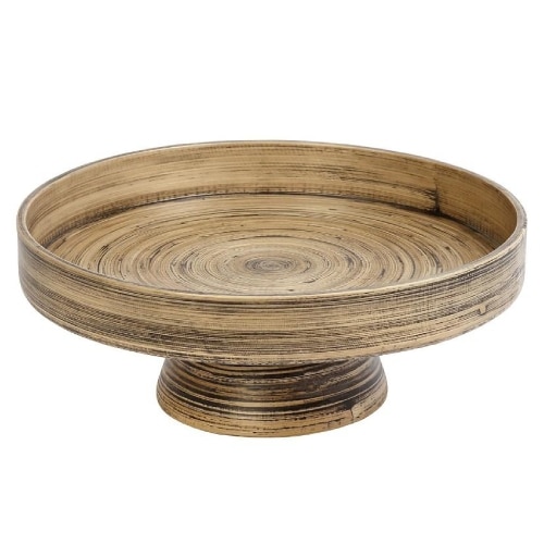 BUF-ESP-BAB114.jpg WOOD BALLI TRAY BAMBOO ROUND WITH FOOT 35X14CM ESPIEL - BY ORDER - Image 1