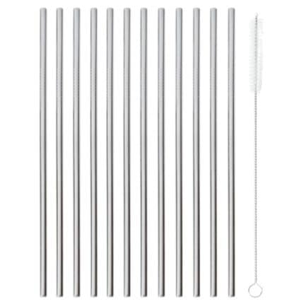 COCKTAIL STRAW S/S STRAIGHT 6MM 12PCS SET WITH BRUSH CLEANER PADERNO ITALY - BY ORDER