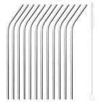COCKTAIL STRAW S/S CURVED 6MM 12PCS SET WITH BRUSH CLEANER PADERNO ITALY - BY ORDER