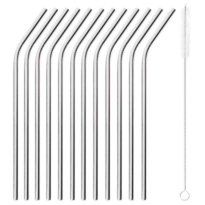 BWC-PAD-41490-01.jpg COCKTAIL STRAW S/S CURVED 6MM 12PCS SET WITH BRUSH CLEANER PADERNO ITALY - BY ORDER - Image 1