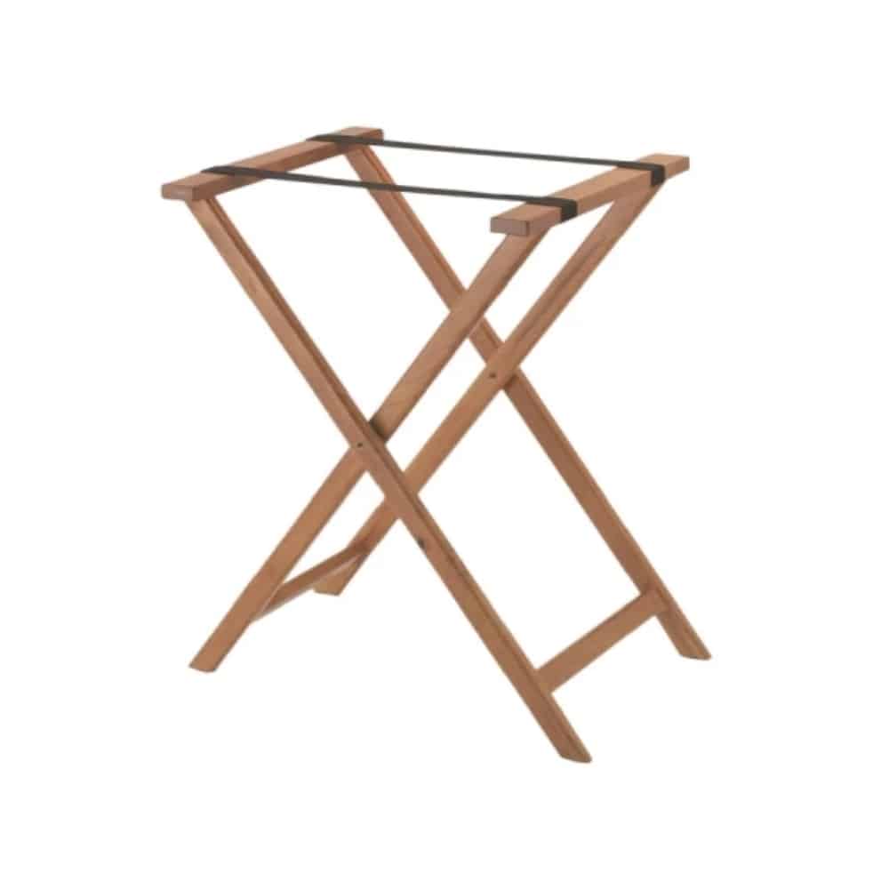 BWC-UNI-100-401.jpg SVET SERVING TRAY STAND FOLTABLE WOOD OAK SHORT 40X30X50CM UNIQUE - Image 1