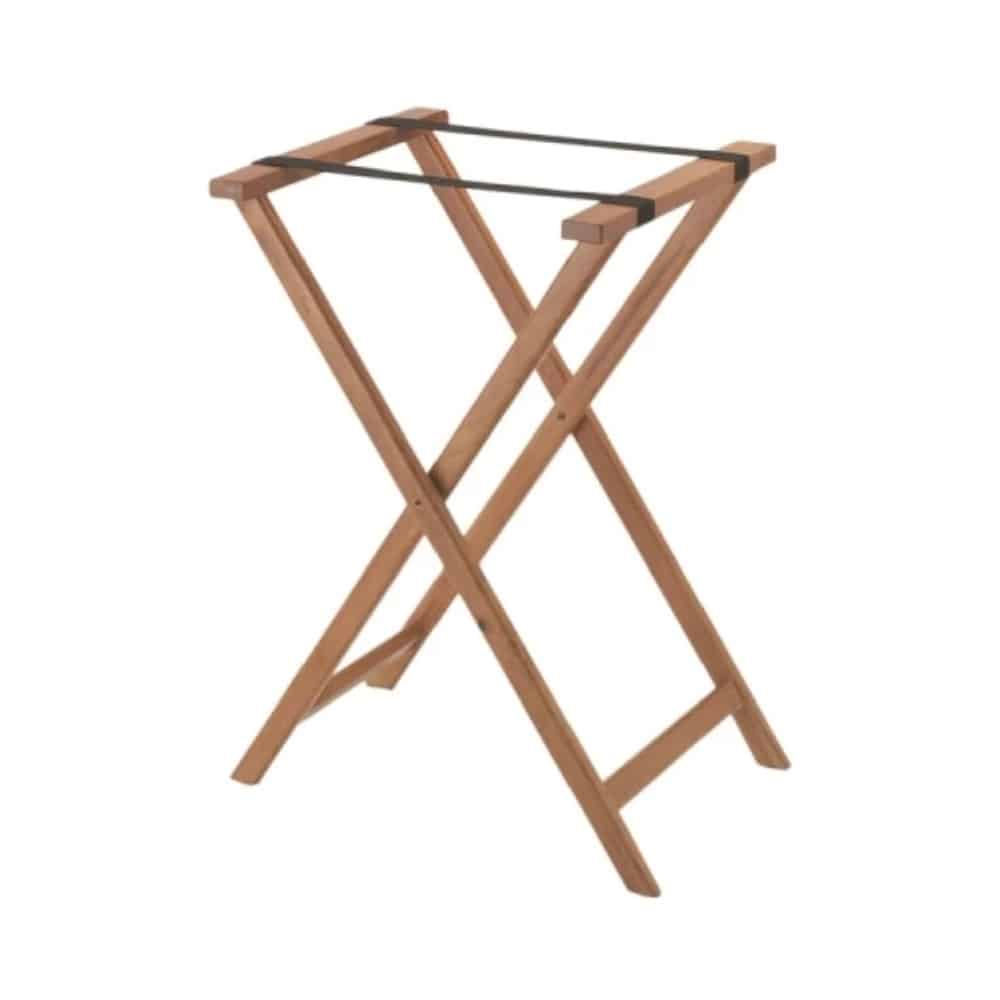 BWC-UNI-100-402.jpg SVET SERVING TRAY STAND FOLTABLE WOOD OAK 50X40X80CM UNIQUE - Image 1