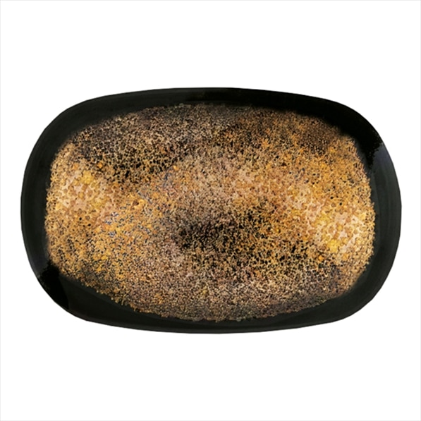 CRO-EGP-27-06-471.jpg ILLUSION STEP OVAL PLATTER 36CM BROWN GOLD TABLETOP - BY ORDER - Image 1
