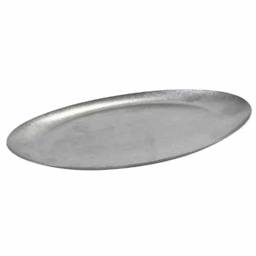 CRO-ESP-FEV121.jpg VINTAGE SNOW GREY PLATE OVAL COUP 22X12X1CM INOX 18-10 ESPIEL - Image 1