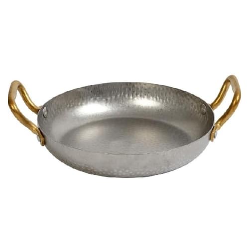 CRO-ESP-FEV143.jpg VINTAGE SNOW GREY PAN TWO HANDLES BRONZE 18X3.5CM INOX 18-10 ESPIEL - BY ORDER - Image 1