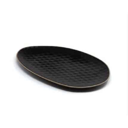 LE COQ STONEWARE KYPSELI OVAL TRAY 33X19CM BLACK MATTCM - DISCONTINUED