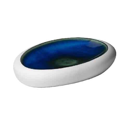 CRO-ILS-LABY028BL377265.jpg LE COQ PORCELAIN ABYSSOS OVAL GOURMET TRAY 26.5X17.5X4.5CM WHITE BLUE - DISCONTINUED - Image 1