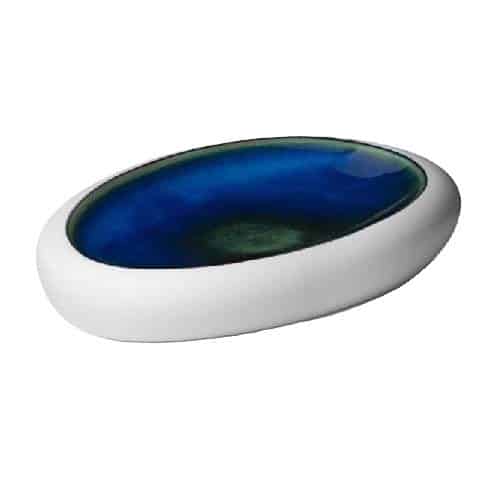 CRO-ILS-LABY028BL377315.jpg LE COQ PORCELAIN ABYSSOS OVAL GOURMET TRAY 31.5X21X5CM WHITE BLUE - DISCONTINUED - Image 1
