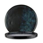 LE COQ STONEWARE PHOBOS PLATE 31CM BLACK WITH BLUE DOTS - DISCONTINUED
