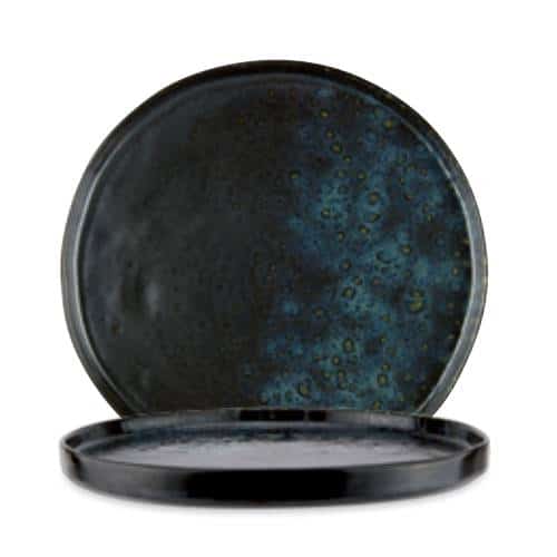 CRO-ILS-LPHO019NB005310.jpg LE COQ STONEWARE PHOBOS PLATE 31CM BLACK WITH BLUE DOTS - DISCONTINUED - Image 1