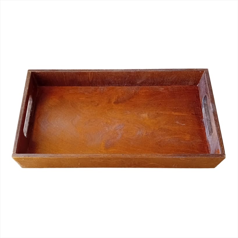 CRO-UNI-707.jpg BUFFET TRAY BOX GN 1/2 32.5X26.5X6CM MARI WOOD BROWN UNIQUE - Image 1