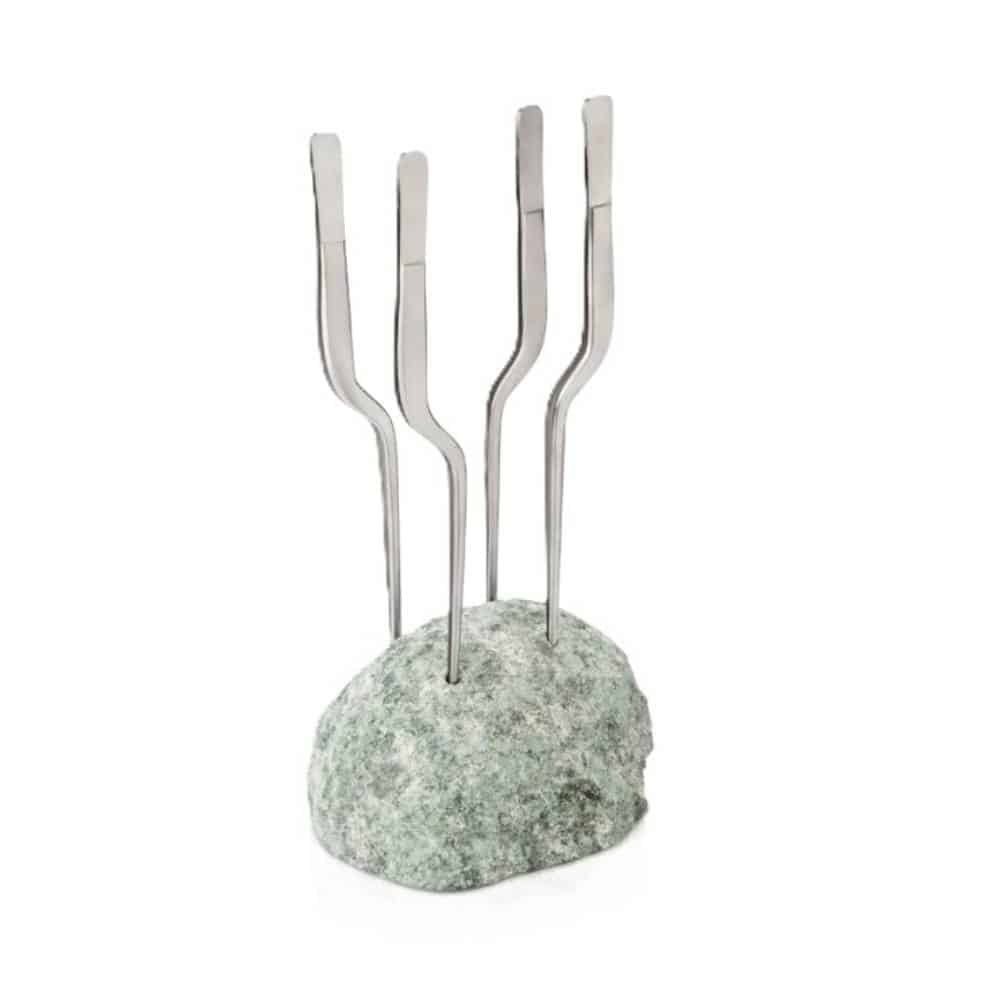 CUL-100-190-0061.jpg 100 CHEF GREEN ROCK SKEWER SUPPORT FOUR HOLES - Image 1