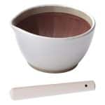 SURIBACHI MOTOSHIGE MORTAR 12X11X6.5CM CERAMIC AND PESTLE SURIKOGI 18CM JAPAN
