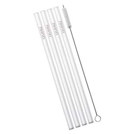 GLASS STRAWS LONG 21CM SET 4PCS + CLEANING BRUSH ZWIESEL GERMANY