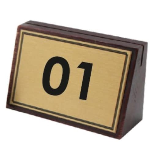 TNG-02.jpg TABLE NUMBER WOOD ENGRAVE NUMBER GOLD SIGN 8.5X6CM - Image 1
