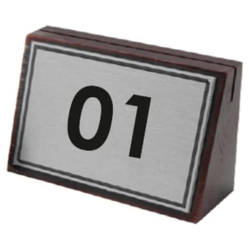 TNS-01.jpg TABLE NUMBER WOOD ENGRAVE NUMBER SILVER SIGN 8.5X6CM - Image 1