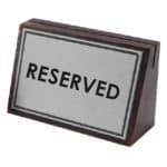 TABLE NUMBER WOOD ENGRAVE RESERVED SILVER SIGN 8.5X6CM