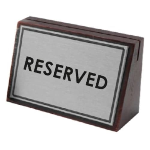 TNS-R-03.jpg TABLE NUMBER WOOD ENGRAVE RESERVED SILVER SIGN 8.5X6CM - Image 1