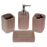 BATHROOM 4 SET CERAMIC TOOTHBRUSH, SOAP REST AND SOAP DISPENSER STONE VIOSARP