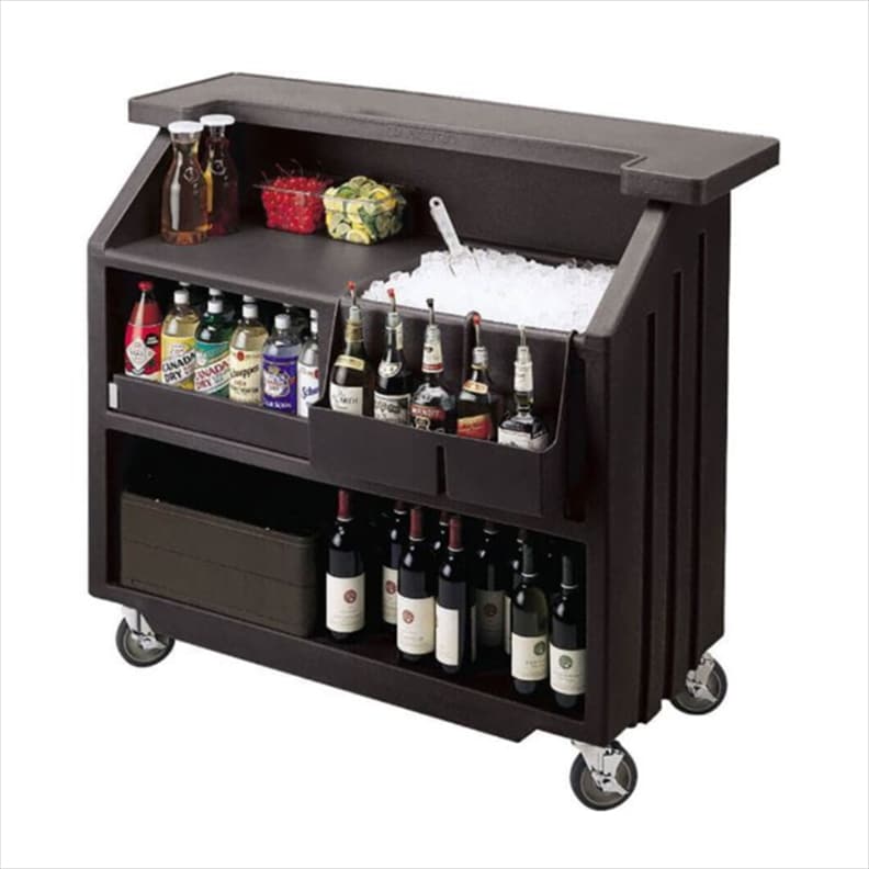 BWC-ORA-BS1005.jpg PORTABLE WOOD OAK BAR DRINK STATION BLACK UNIQUE - Image 1