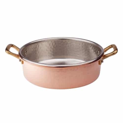 COO-CRE-3103.jpg COPPER HAMMERED TIN CASSEROLE POT TWO HANDLES 18X10.5CM 2L ITALY - BY ORDER - Image 1