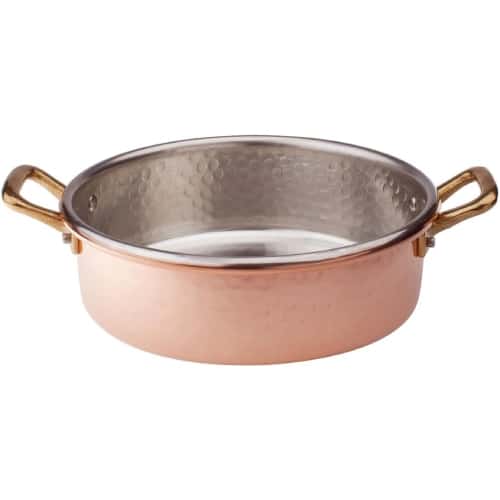 COO-CRE-3109.jpg COPPER HAMMERED TIN CASSEROLE POT TWO HANDLES 23X11CM 4L ITALY - BY ORDER - Image 1