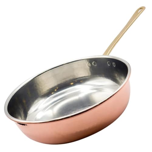 COO-CRE-4103.jpg COPPER HAMMERED TIN FRYPAN SAUTE ONE HANDLE 24X6.5CM 2L ITALY - BY ORDER - Image 1