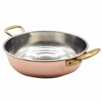 COPPER HAMMERED TIN OMELETTE PAN TWO HANDLES 24X6.5CM 2L ITALY - BY ORDER