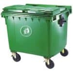 GARBAGE BIN 1100L PLASTIC GREEN INDUSTRIAL UNIQUE